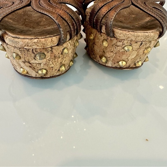 Gucci Studded Cecyl Leather Wedges - Picture 6 of 16